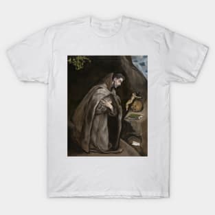 Saint Francis Kneeling in Meditation by El Greco T-Shirt